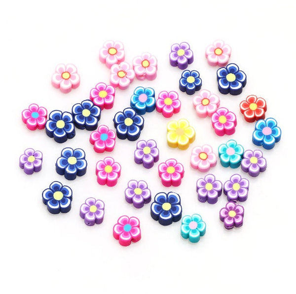 100 Colorful Flowers Spacer Beads - Flower Beads, Tiny Flower Charm - Necklace Bracelet Earrings Charm Jewelry Making Finding Craft Supplies