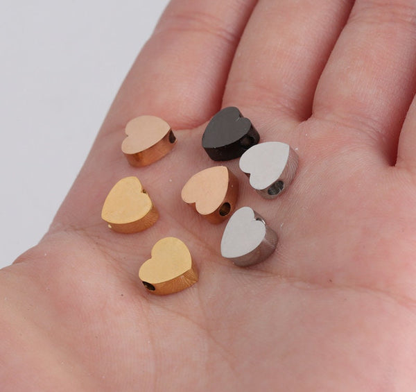 Colorful Heart Beads For Jewelry Making Gold Silver Rose Gold Charm Beads Bracelet Making Spacer Beads Jewelry Supplies Jewelry Finding