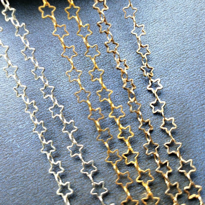Star Chain for Jewelry Making, Gold Silver Chains Findings, Stars