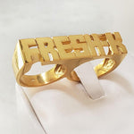 Personalized Double Finger Ring - Double Name Ring - Custom Two Finger Rings Women - Name Rings For Women Men Unisex Unique Gift For Her Him