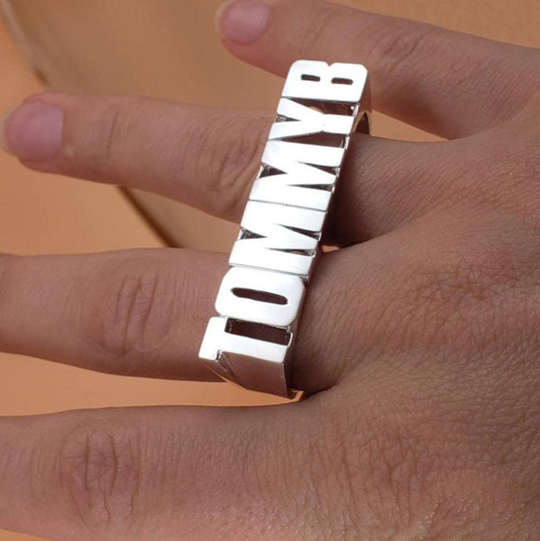 Personalized Double Finger Ring - Double Name Ring - Custom Two Finger Rings Women - Name Rings For Women Men Unisex Unique Gift For Her Him