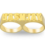 Personalized Double Finger Ring - Double Name Ring - Custom Two Finger Rings Women - Name Rings For Women Men Unisex Unique Gift For Her Him