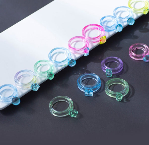 Forma na prsten, plochá forma na prst s diamantem, silikonová forma na výrobu šperků, epoxidová pryskyřičná forma na výrobu prstenů, cabochony, DIY forma na prsten, silikonové formy