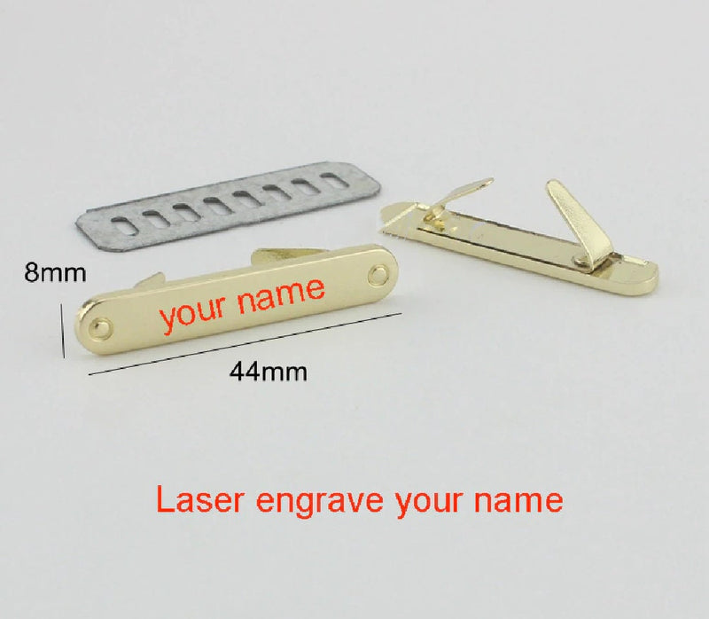 Custom Purse Bag Label Gold Metal Blank Rectangle Tags With Feet, Personalized Laser Engraved Logo For Handcrafted, Bag Making Supplies