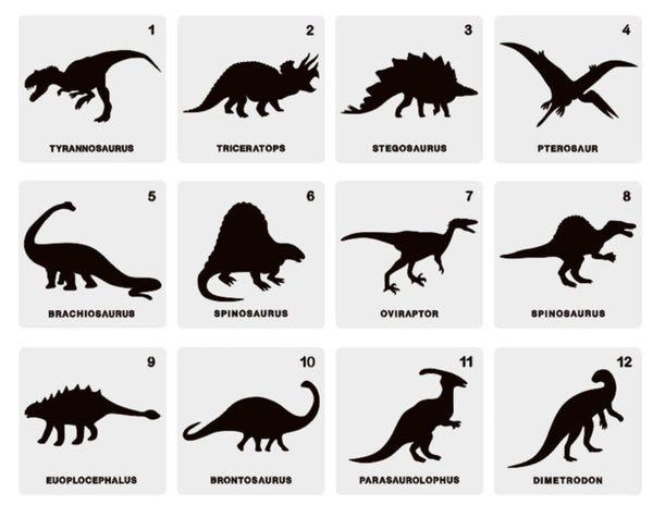Dinosaur Stencil Set | T-rex, Stegosaurus, Triceratops, Brontosaurus |  Kid Stencil Kit For Wood Sign | Reusable Stencil For Wall Art