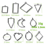 11 pcs Open Back Round Triangle Rectangle Resin Bezel Jewellery Pendant Frame Pendant Charm - Jewelry Making Craft Supplies