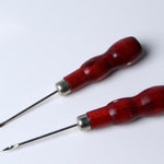 เข็มเย็บมือด้ามไม้สำหรับเย็บหนังทำสร้อยข้อมือ DIY เครื่องมือซ่อมแซมเข็มเจาะเย็บตะขอ - เจาะปักผ้า