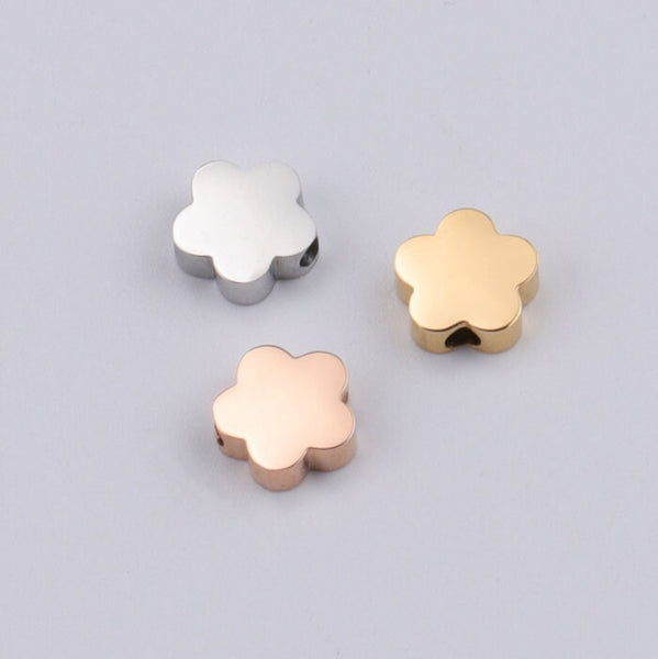Flower Spacer Beads - Gold Silver Flower Beads, Tiny Flower Charm - Necklace Bracelet Earrings Charm Jewelry Making Finding Craft Supplies