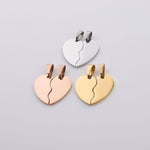 Split Broken Heart Charms, Divided Love Charm, Gold /Rose Gold Steel Heart, Heart Pendant, Love Pendant, Lovers Charms 12.5x20mm