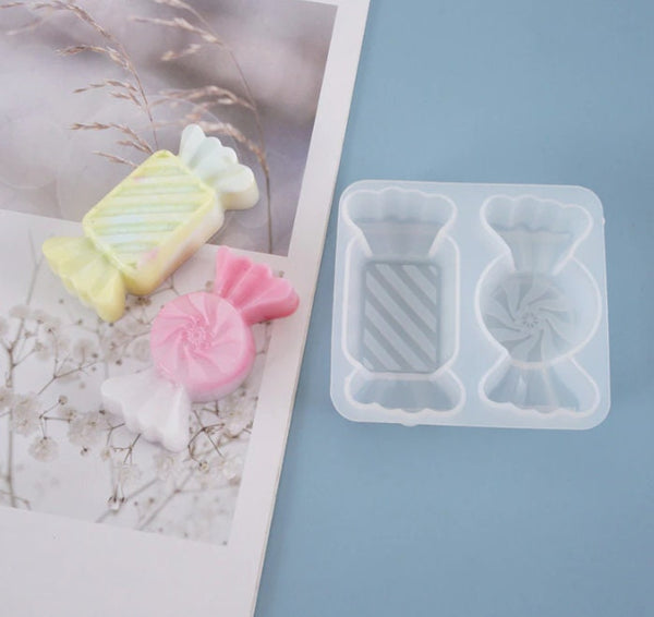 Candy Mold - Candy silicone Mold - Round and Rectangle Kawaii Wrapped Candy Sweets - Flexible Plastic Resin Mold - Cake Decorating Decor