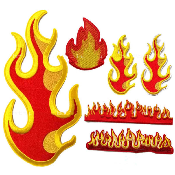Flame Patch, Fire Patch, Iron On Patch, Embroidered Patch, Applique, Sew On Patch, for Jacket, Backpack, Edge Burn Out,  Camp Fire
