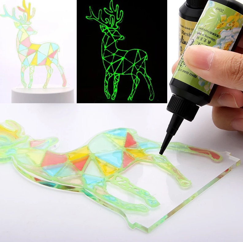 แม่พิมพ์เรซินเรืองแสงในที่มืด UV - เรซินโดมมิ่ง - อุปกรณ์งานฝีมือใส - แห้งเร็ว สีโปร่งใสหลากสี - กาวอีพ็อกซี่สำหรับทำเครื่องประดับ DIY