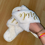 Custom Bride Bridesmaid Slippers Fluffy | Personalized Gifts | Bachelorette Party | Bridesmaid Gifts | Wedding Gifts | Bridal Shower