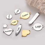50 Pcs Custom Connector Charms, ,Personalized Stainless Steel Silver Rectangle Connector Charm, Laser Engraved, DIY Centerpiece Bar Jewelry
