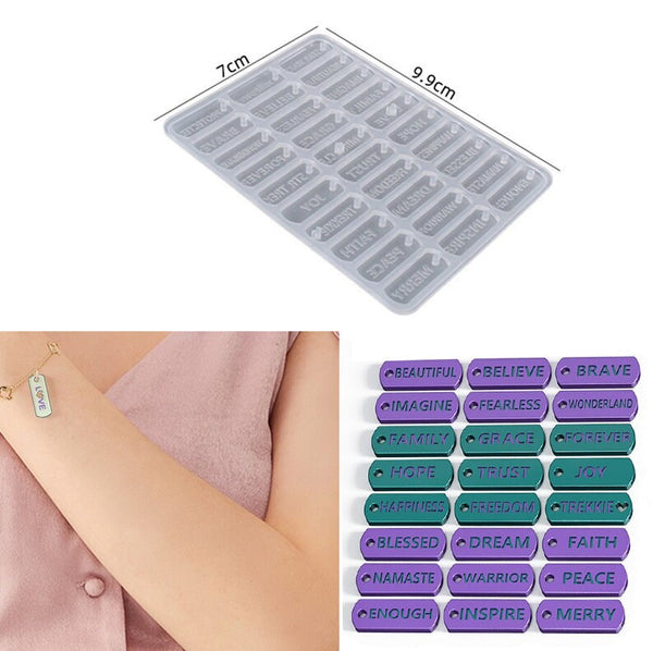 Pendant Mold, Bracelets, Necklace, Earring, Resin Mold, Silicone Mold, Inspirational Word Resin Mold, Resin Molds, Jewelry Making DIY