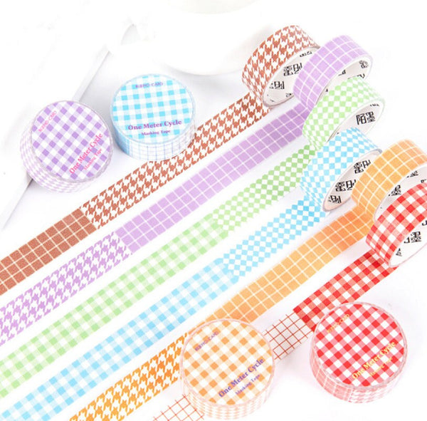 Plaid Washi Tape Set | Japanese Washi Tape Rolls  | Solid Color Decorative Tapes | Planner Bullet Journal | For Diary Planner Scrapbook