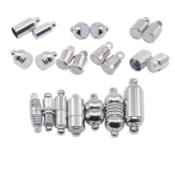 10 Pcs Magnetic Clasps for Leather Bracelet, Stainless Steel Magnet Clasp Closure, Jewelry Making DIY Accessories 3-15 mm Hole