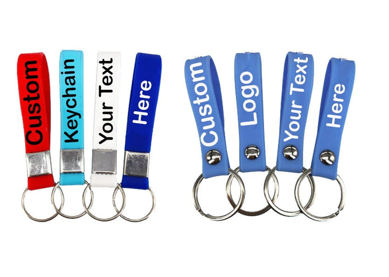 100 Pcs Personalized Name Keychain, Custom Keyring, Your Name Logo Keychain, Durable Rubber Key Chain, Nametag Luggage Tag