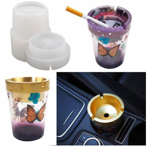 Car Ashtray Mold - Ashtray Silicone Mold - Ashtray Resin Mold - Crystal Cup Mold - Epoxy Resin Art Mold - Round Ashtray Mold Pen Holder Mold