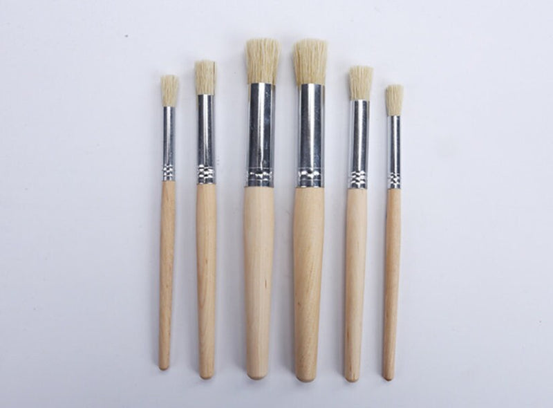 แปรงทาสี 6 ชิ้น แปรงสีน้ำหนา แปรงศิลปะ อุปกรณ์วาดภาพ แปรงทาสีน้ำมัน แปรงทาสีแบน ไม้ศิลปิน