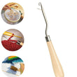 Houten Haak Gereedschap - Gebogen Haak - Houten Handvat - Tapijt Gereedschap - Tapijt Maken - 6,3 inch