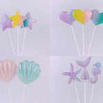 Star Cake Topper - Heart Cake Decorations - Seashell Mermaid Cake Topper - Balloon Cake Topper Baby Shower Kids Birthday Party Cake Cupcake