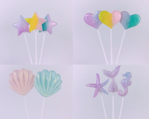 Star Cake Topper - Heart Cake Decorations - Seashell Mermaid Cake Topper - Balloon Cake Topper Baby Shower Kids Birthday Party Cake Cupcake