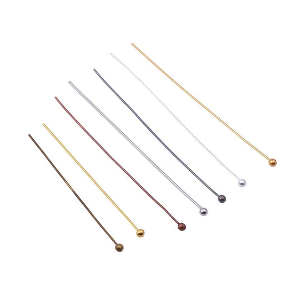 200 Ball Head Pins - Gold Silver Bonze Black - Jewelry Findings - Gold Plated Headpins - Brass Ball Head Pins - Ball End Head Pins  50mm
