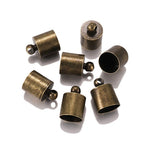 50 Pcs End Tip Cap Tassel Leather Cord End Crimp Cap Beads Caps For DIY Jewelry Making Supplies 3 4 5 6 7 8 9 10mm Crimp Tube with Loop