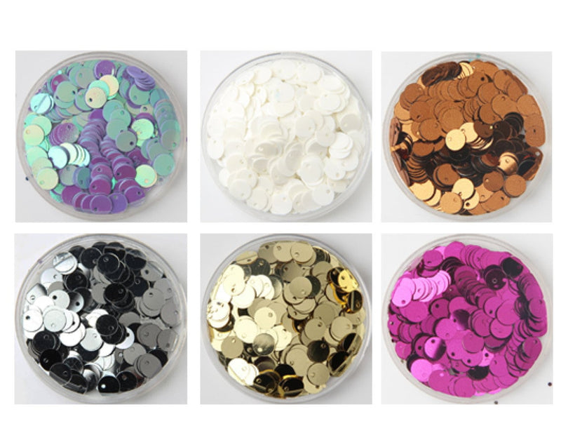 400 Pcs Paillettes Sequins Flat Top Hole - 6 mm Gold Orange White Black Yellow Brown Blue Green Silver Purple