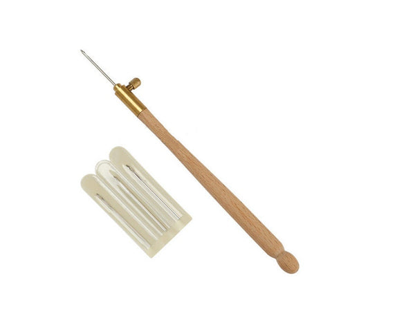 Adjustable Punch Needle Set - Punch Needle Kit Tool - Threader Supplies - Embroidery Pen Tool, Rug Hooking Yarn Craft, Punching Wood Handle