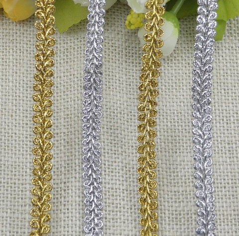 Gold Silver Flower Lace Fabric Soft Floral Embroidered Fabric Dress Bridal Veil Floral Fabric - Dance Costume Prom Wedding Dress Leaf Ribbon