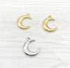 50 Pcs Moon Charm, Gold Silver Crescent Moon, Silver Moon Charm, Tiny Moon Pendant, Jewelry Making Half Moon Pendant, DIY, Mini Celestial