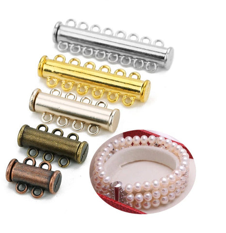 Tube Clasps, Multi Strand Slide Bar Clasp, Bright & Antiqued Cuff Hooks, , Gold, Silver, Copper, Brass, Black Plated Brass, Detangler Clasp