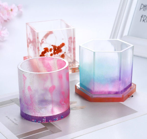 Pen Holder Storage Container Silicone Resin Mold - Pencil Cup Mold - Makeup Brush Holder Mold - Silicone Mold for Epoxy Resin - Vase Mold