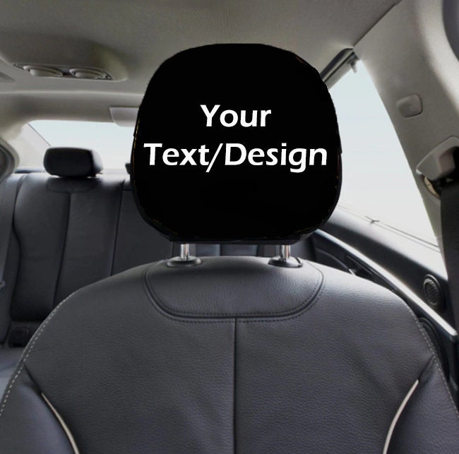 2 Pcs Customized Head Rest - Personalized Car Headrest Covers - Custom Name Logo Design - Made to Order Car Seat - Gift for Car Lover