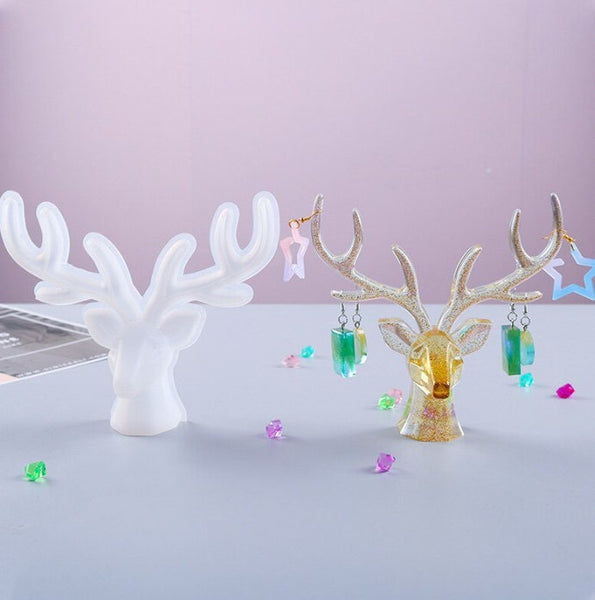 Deer Silicone Resin Mold, Earring Holder, Antler Silicone Epoxy Resin Casting Mold, Earring Hanging Holding, Home Decoration Resin Craft DIY