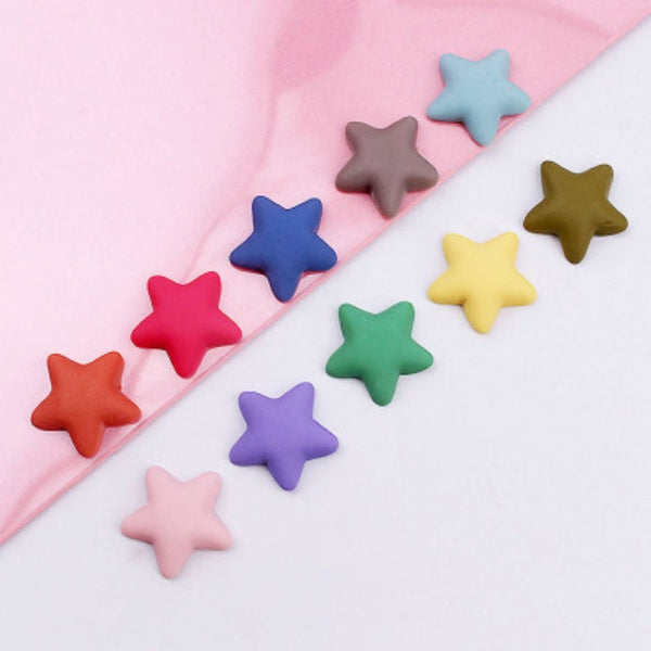 20 Pcs Star Cabochon - Mini Matte Star Flatback - Nail Art - Embellishments DIY Craft Supplies - Nail Hearts Tiny Hearts Scrapbooking