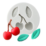 Cherry Fruit Silicone Mold - Cherries Stem Leaves Silicone Rubber Flexible Mould- Resin, Clay, Fondant, Gum Paste, Candy, Chocolate, Soap