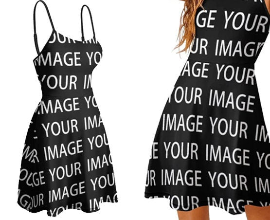 Aangepaste jurk - gepersonaliseerde foto strandjurk - ontwerp je eigen tropische vakantie aangepaste gezichtsjurk - cadeau voor haar vrouw vriendin