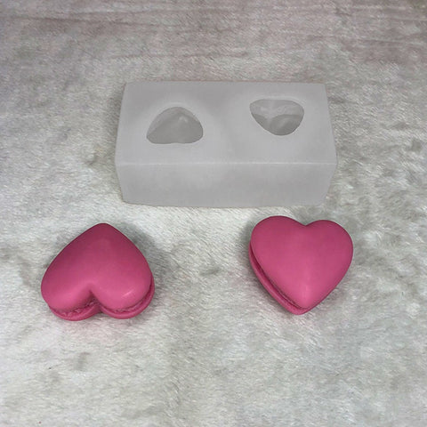 Heart Macaron Silicone Mold Sweets Mold - Wax Candle Mold Handmade Soap Plaster Clay Jewelry Making Chocolate Fondant Cake Candy Decor Mold