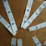 50 White Clothing Size Labels - Number Woven Size Tag - T-Shirt Size Tabs - Folded Labels - 50 56 62 68 74 80 86 92 98 104 110 116 122 128