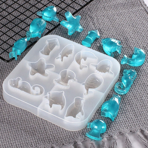 Fish Silicone Mold For Resin, Dolphin Seahorse Penguin Starfish Jellyfish Whale Diy Crafts, Candy, Fondant, Epoxy Craft Mould Gumpaste Cake