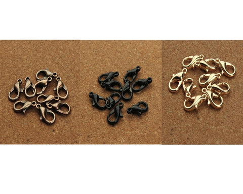 Lobster Clasps 10mm 12mm 14 16 18 21 23 mm Lobster Clasp Jewelry Clasps, Metal Clasps Necklace Supplies - Gold  Bronze Black Bulk Alloy