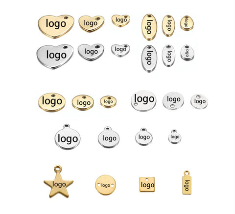 100 Custom Stainless Steel Charm, Gold Silver Personalized Charm, Logo Charm Beads, Laser Engraved Charm Beads For Jewelry Bracelets Making