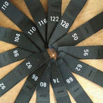 50 Black Polyester Clothing Size Labels - Number Woven Size Tag - T-Shirt Size Tabs - Folded Labels - 50 56 62 68 74 80 86 92 98 104 110 116