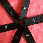 50 Black Polyester Clothing Size Labels - Number Woven Size Tag - T-Shirt Size Tabs - Folded Labels - 50 56 62 68 74 80 86 92 98 104 110 116