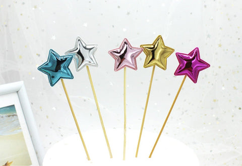 Star Cake Topper - Cake Decorations -Baby Shower Kids Birthday Party Cake - Cupcake - Wedding Decor, Gold, Silver, Pink, Blue, Purple