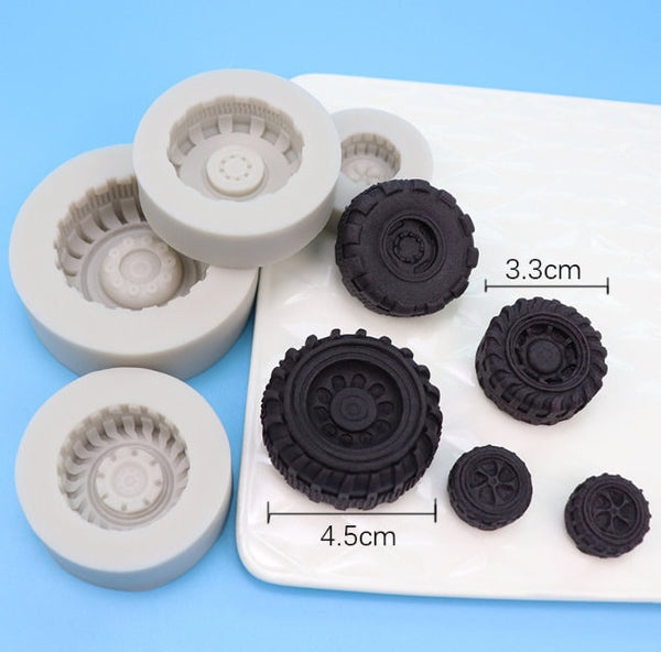 4 Tire Wheel Mold, Cake Decorations, Cup Caker Toppers, Candy, Chocolate Tires, Truck Tire Mold,  Truck Tyre Shape Silicone Mold Sugarcraft