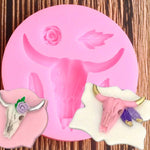 Cow Skull Mold Bull Skeleton Head Longhorn Fondant Chocolate Resin Clay Cupcake Topper DIY Party Cake Decorating Candy Gumpaste Mould